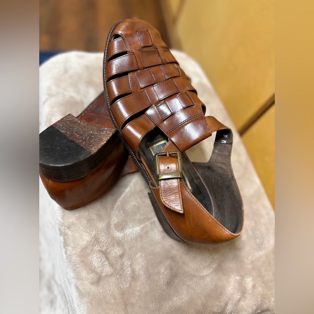 Vintage Cole Haan Bragano Brown Leather Fisherman Sandals Size 7M - Womens 9